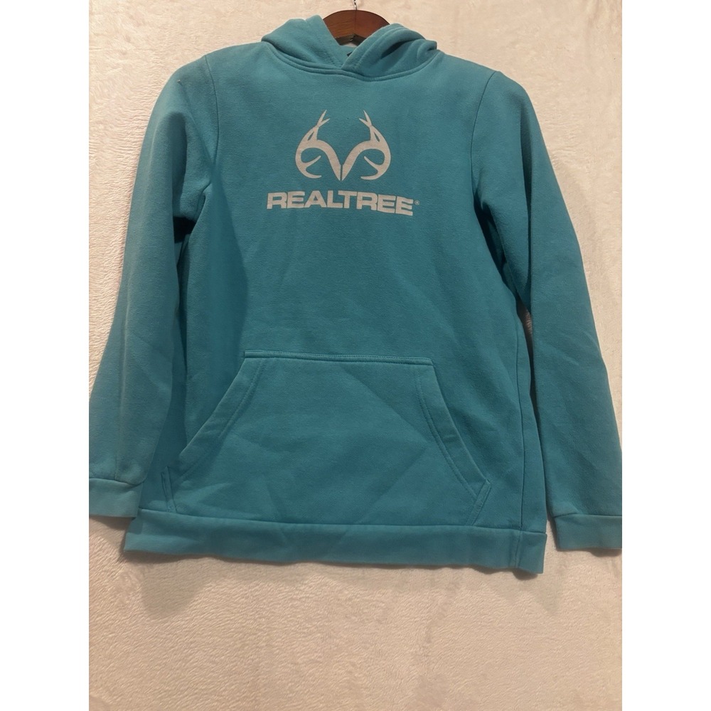 Realtree Hoodie Youth XL Barrier Reef (Teal) Fleece Sweatshirt Blue Boys Girls
